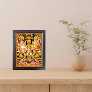 Hitech Sales Shri Laxmi Devi, Ganesha Ji & Ma Saraswati Devi Photo Frame for Pooja Room, Temple Decor, Home Decoration and Gift
