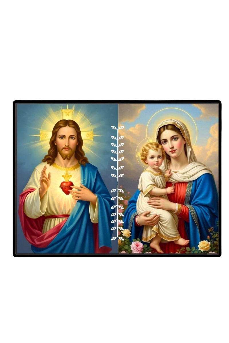 Jesus Christ-Mother Mary Laminated Photo - 7x9 Inches, Divine Blessings For Home & Office And Temple Decoration (F16254)