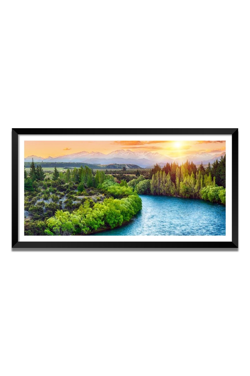 Nature Landscape Floating Frame Scenery Digital Print - (I5705) - 18x36 inch Modern Nature Wall Art for Living Room, Bedroom, Office, Hotels, Drawing Room