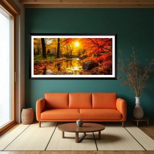 Nature Landscape Floating Frame Scenery Digital Print - (I5868) - 12x24 inch Modern Nature Wall Art for Living Room, Bedroom, Office, Hotels, Drawing Room