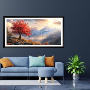 Nature Landscape Floating Frame Scenery Digital Print - (I5703) - 24x48 inch Modern Nature Wall Art for Living Room, Bedroom, Office, Hotels, Drawing Room