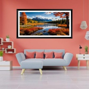 Nature Landscape Floating Frame Scenery Digital Print - (I5854) - 12x24 inch Modern Nature Wall Art for Living Room, Bedroom, Office, Hotels, Drawing Room