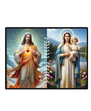 Jesus Christ-Mother Mary Laminated Photo - 7x9 Inches, Divine Blessings For Home & Office And Temple Decoration (F16257)