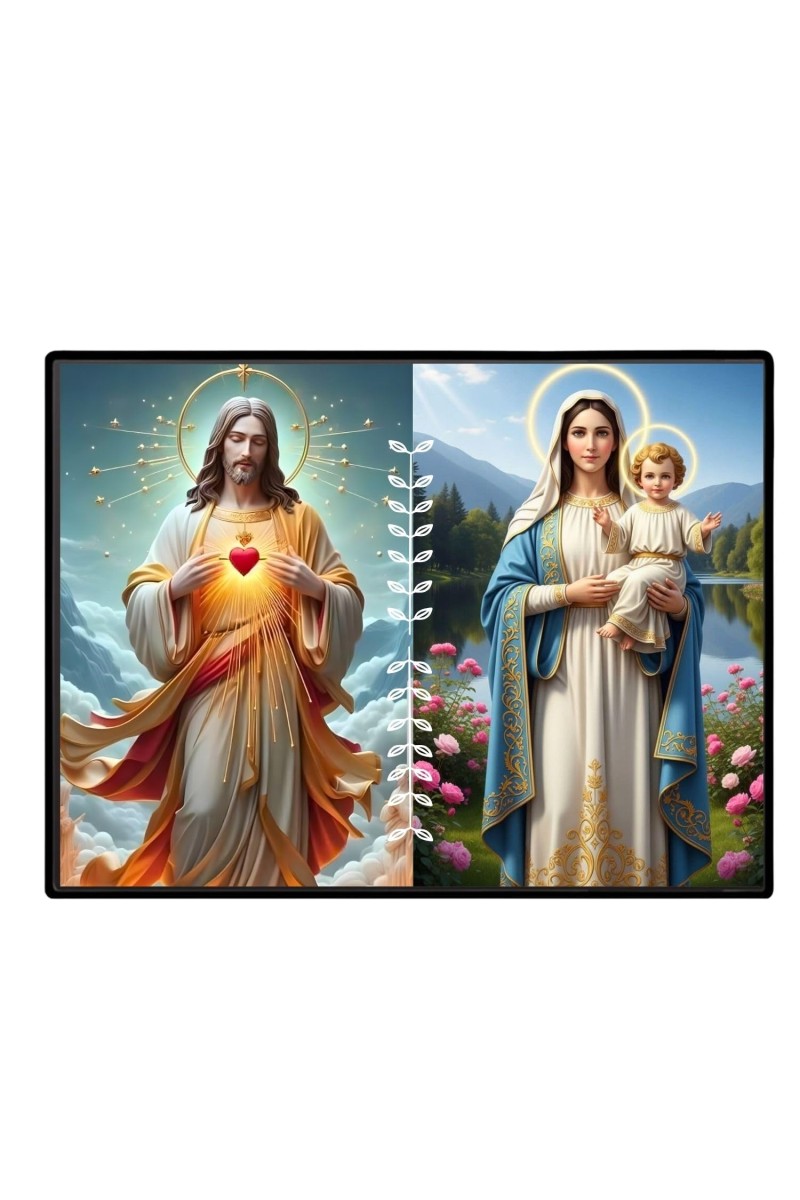 Jesus Christ-Mother Mary Laminated Photo - 7x9 Inches, Divine Blessings For Home & Office And Temple Decoration (F16257)