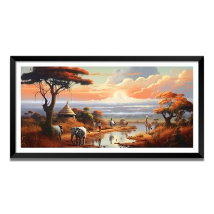 Nature Landscape Floating Frame Scenery Digital Print - (I5763) - 24x48 inch Modern Nature Wall Art for Living Room, Bedroom, Office, Hotels, Drawing Room