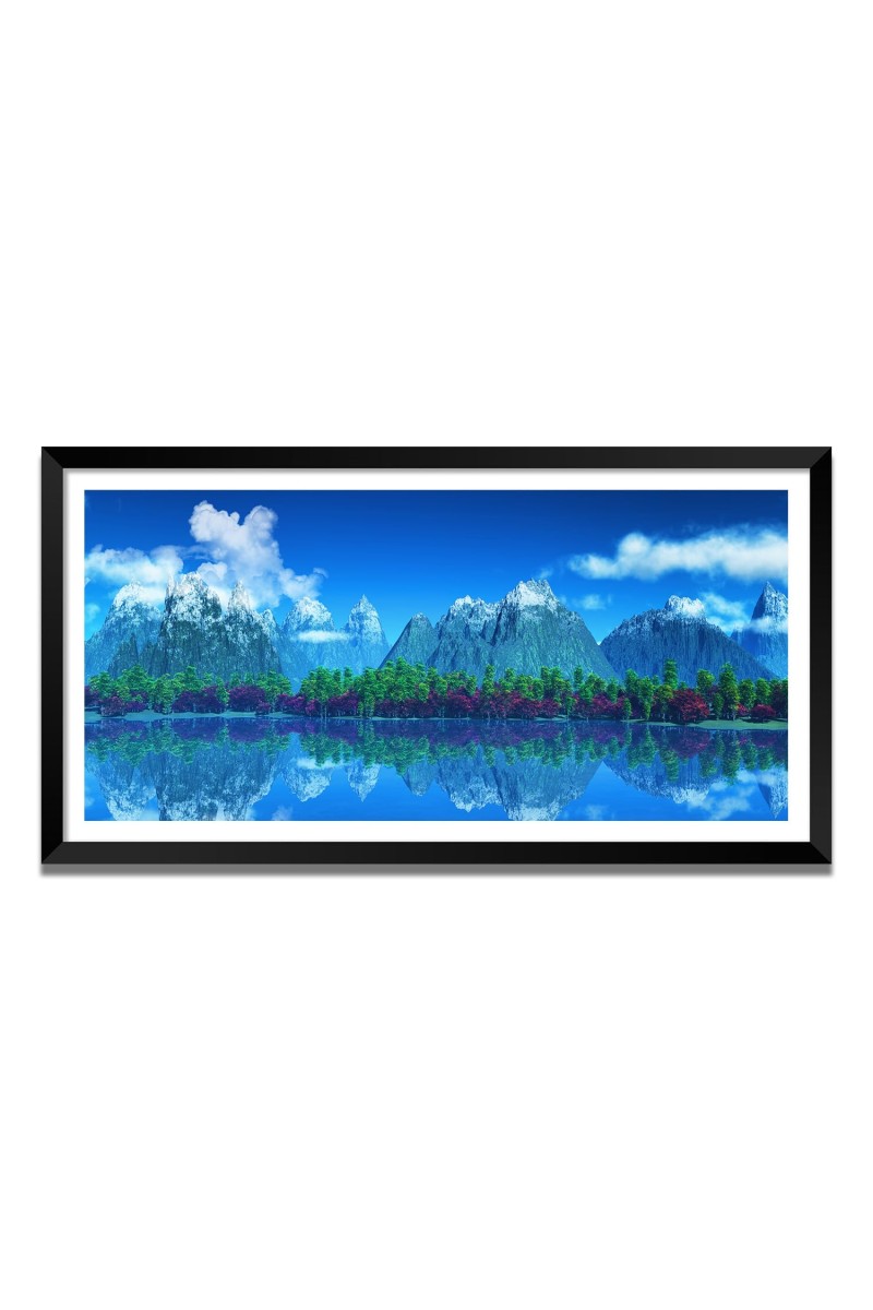 Nature Landscape Floating Frame Scenery Digital Print - (I5542) - 18x36 inch Modern Nature Wall Art for Living Room, Bedroom, Office, Hotels, Drawing Room