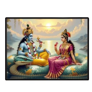Lord Vishnu And Lakshmi. Laminated Photo - 9x11 Inches, Divine Blessings For Home & Office And Temple Decoration (F16055) Lord Vishnu And Lakshmi. Laminated Photo - 9x11 Inches, Divine Blessings For Home & Office And Temple Decoration (F16055)