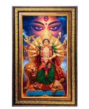 Goddess Durga Digital Golden Balck Color Photo Frame | Hindu Religious Wall Decor | 10x16 Inches - Inspirational Wall Art For Office, Home Decor - Ideal Spiritual Gift (F16905)