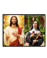 Jesus Christ-St. Therese Of Lisieux Laminated Photo - 7x9 Inches, Divine Blessings For Home & Office And Temple Decoration (F16403)