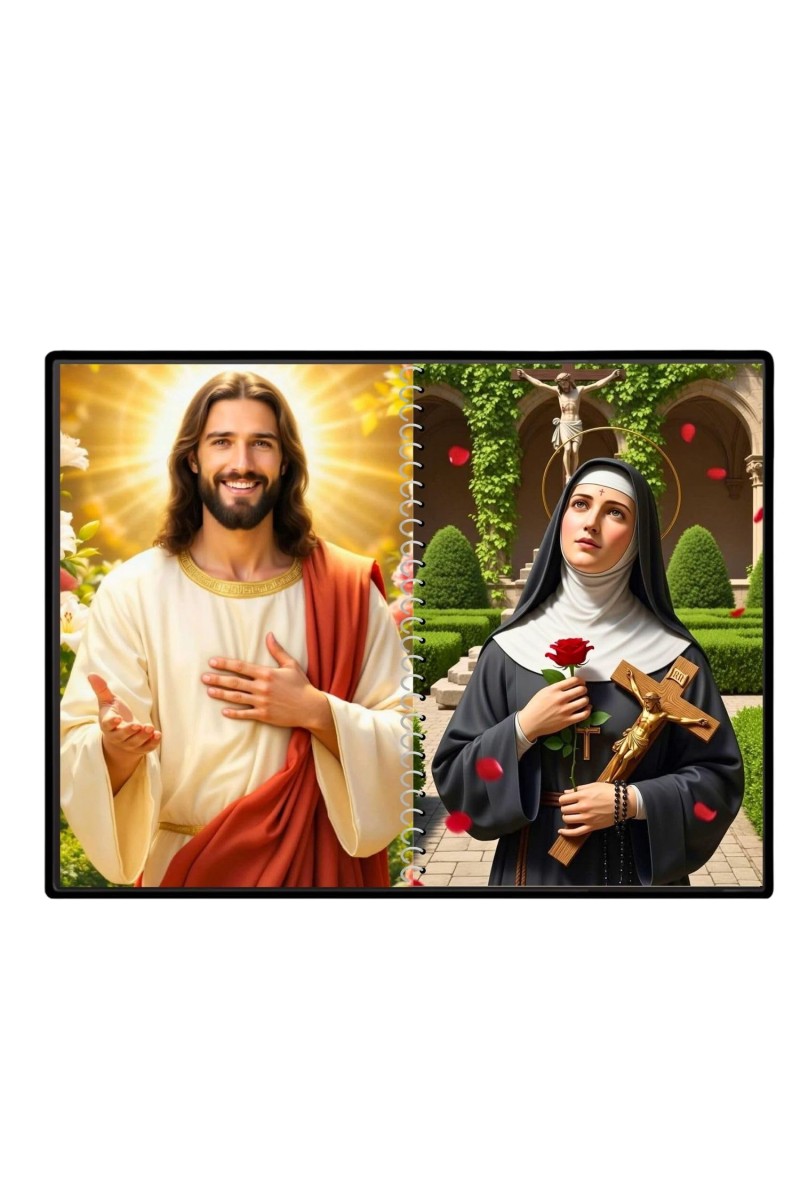 Jesus Christ-St. Therese Of Lisieux Laminated Photo - 7x9 Inches, Divine Blessings For Home & Office And Temple Decoration (F16403)