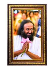 Sri Sri Ravi Shankar Digital Golden Balck Color Photo Frame | Hindu Religious Wall Decor | 14x20 Inches - Inspirational Wall Art For Office, Home Decor - Ideal Spiritual Gift (F16613)