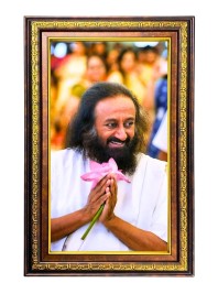 Sri Sri Ravi Shankar Digital Golden Balck Color Photo Frame | Hindu Religious Wall Decor | 16x22 Inches - Inspirational Wall Art For Office, Home Decor - Ideal Spiritual Gift (F16613)