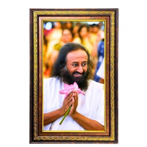 Sri Sri Ravi Shankar Digital Golden Balck Color Photo Frame | Hindu Religious Wall Decor | 16x22 Inches - Inspirational Wall Art For Office, Home Decor - Ideal Spiritual Gift (F16613)