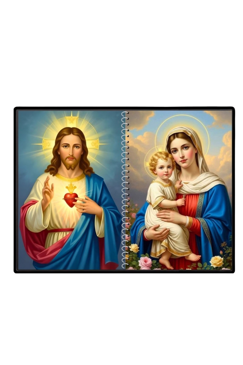 Jesus Christ-Mother Mary Laminated Photo - 7x9 Inches, Divine Blessings For Home & Office And Temple Decoration (F16409)