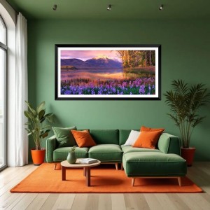 Nature Landscape Floating Frame Scenery Digital Print - (I5845) - 18x36 inch Modern Nature Wall Art for Living Room, Bedroom, Office, Hotels, Drawing Room