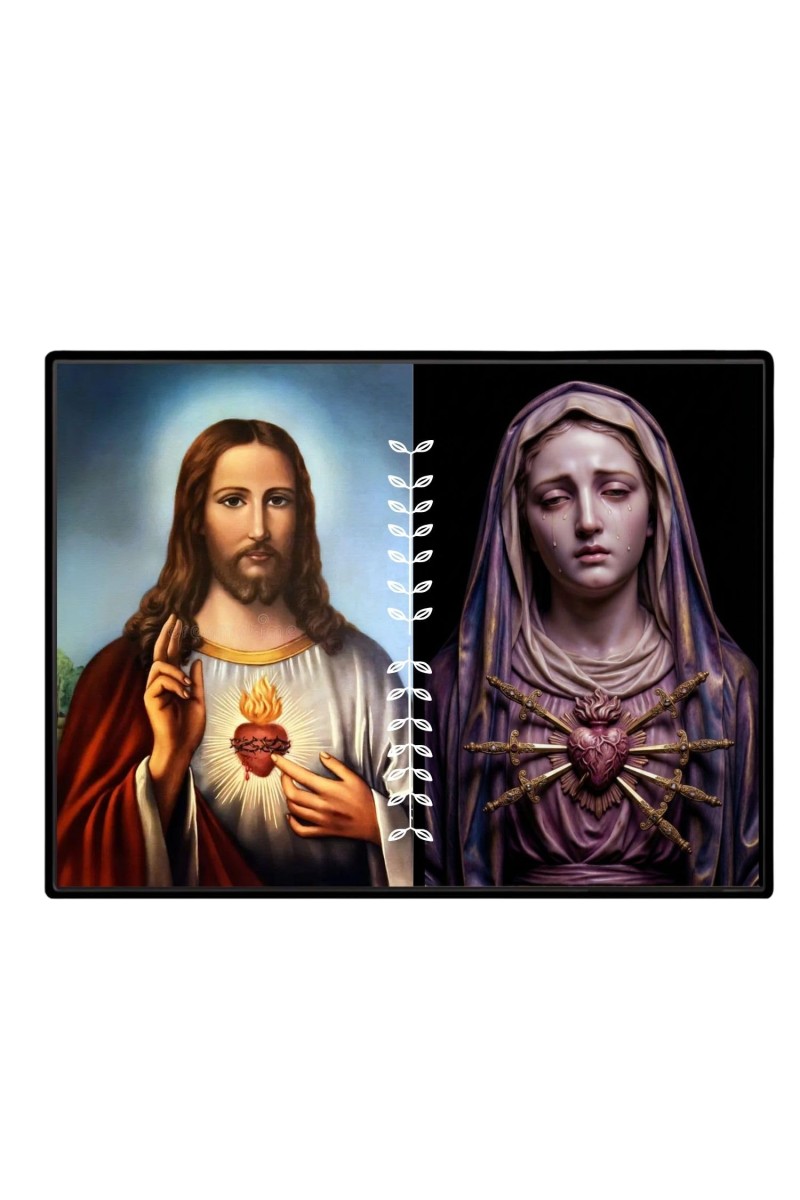 Jesus And Immaculate Heart Of Mary Laminated Photo - 9x11 Inches, Divine Blessings For Home & Office And Temple Decoration (F16181)