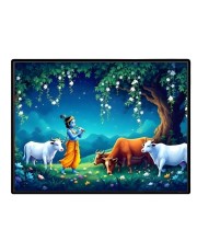 Lord Krishna Laminated Photo - 7x9 Inches, Divine Blessings For Home & Office And Temple Decoration (F16103)
