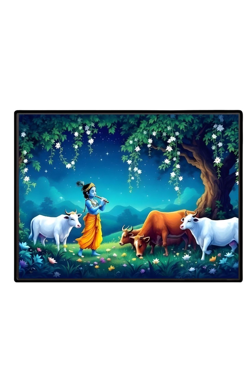 Lord Krishna Laminated Photo - 7x9 Inches, Divine Blessings For Home & Office And Temple Decoration (F16103)