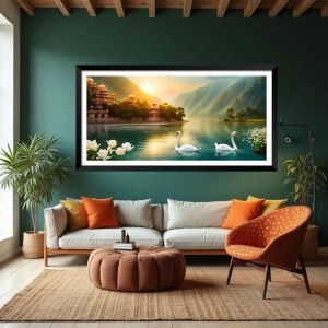 Nature Landscape Floating Frame Scenery Digital Print - (I5719) - 18x36 inch Modern Nature Wall Art for Living Room, Bedroom, Office, Hotels, Drawing Room Nature Landscape Floating Frame Scenery Digital Print - (I5719) - 18x36 inch Modern Nature Wall Art for Living Room, Bedroom, Office, Hotels, Drawing Room