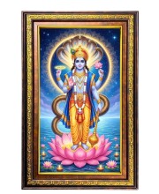 Lord Vishnu Digital Golden Balck Color Photo Frame | Hindu Religious Wall Decor | 14x20 Inches - Inspirational Wall Art For Office, Home Decor - Ideal Spiritual Gift (F16519)