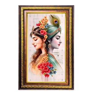Lord Krishna And Radha Digital Golden Balck Color Photo Frame | Hindu Religious Wall Decor | 10x16 Inches - Inspirational Wall Art For Office, Home Decor - Ideal Spiritual Gift (F16836) Lord Krishna And Radha Digital Golden Balck Color Photo Frame | Hindu Religious Wall Decor | 10x16 Inches - Inspirational Wall Art For Office, Home Decor - Ideal Spiritual Gift (F16836)