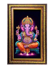 Lord Ganesha Digital Golden Balck Color Photo Frame | Hindu Religious Wall Decor | 16x22 Inches - Inspirational Wall Art For Office, Home Decor - Ideal Spiritual Gift (F16659)