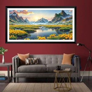 Nature Landscape Floating Frame Scenery Digital Print - (I5840) - 24x36 inch Modern Nature Wall Art for Living Room, Bedroom, Office, Hotels, Drawing Room