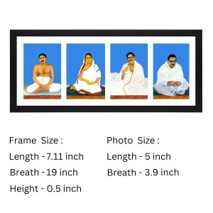 Sri Sri Anukul Thakur, Boroma, Borda and Chhorda four colored Photos in One Frame | Spiritual Devotional Wall Art | Photos for puja room, wall and table top
