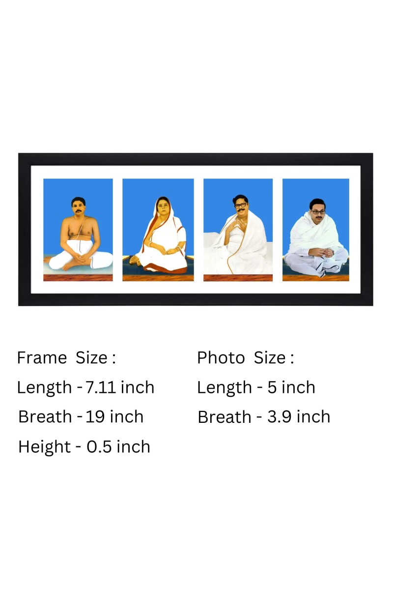 Sri Sri Anukul Thakur, Boroma, Borda and Chhorda four colored Photos in One Frame | Spiritual Devotional Wall Art | Photos for puja room, wall and table top