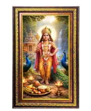 Lord Murugan Digital Golden Balck Color Photo Frame | Hindu Religious Wall Decor | 10x16 Inches - Inspirational Wall Art For Office, Home Decor - Ideal Spiritual Gift (F16484)