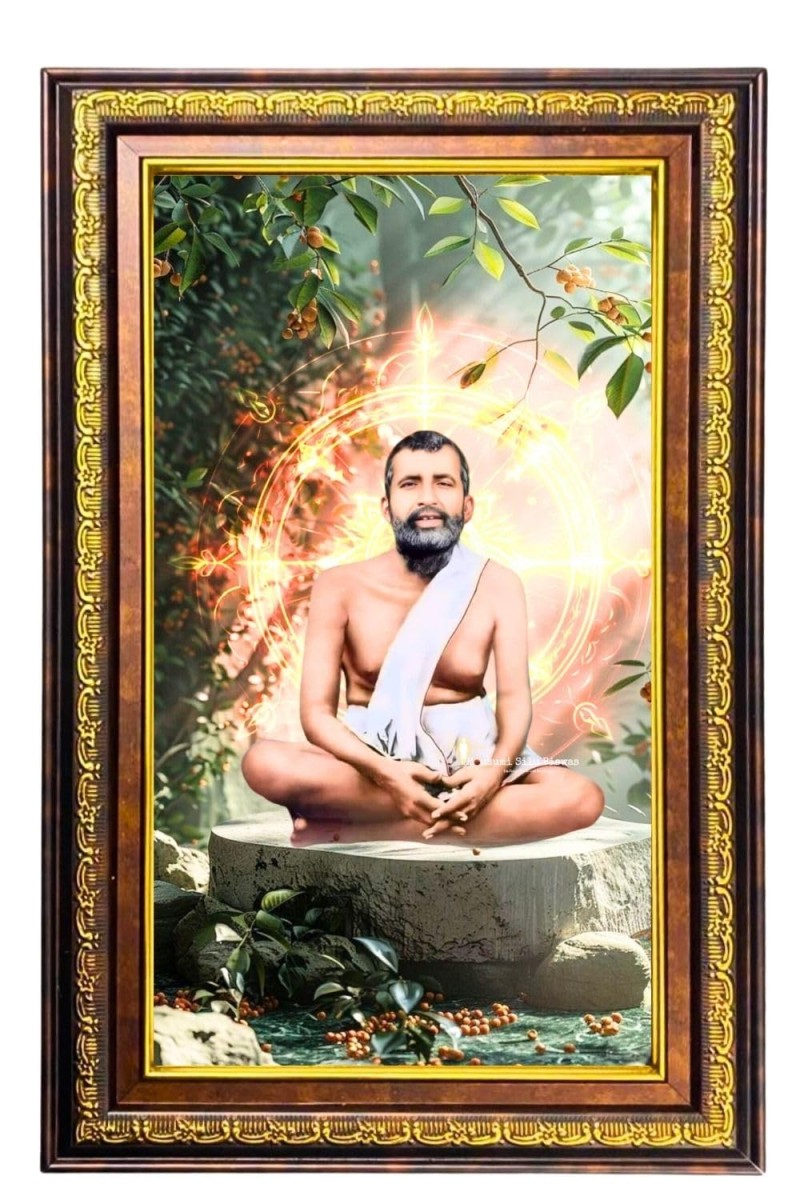 Ramakrishna Paramahamsa Digital Golden Balck Color Photo Frame | Hindu Religious Wall Decor | 10x16 Inches - Inspirational Wall Art For Office, Home Decor - Ideal Spiritual Gift (F16620)