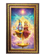 Lord Vishnu Lakshmi Digital Golden Balck Color Photo Frame | Hindu Religious Wall Decor | 12x18 Inches - Inspirational Wall Art For Office, Home Decor - Ideal Spiritual Gift (F16716)