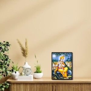 Krishna Laminated Photo - 5x7 Inches, Divine Blessings for Home & Office and Temple Decoration