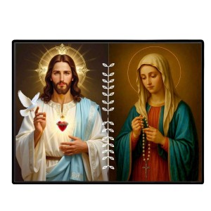 Jesus Virgin Mary Laminated Photo - 13x15 Inches, Divine Blessings For Home & Office And Temple Decoration (F16222)