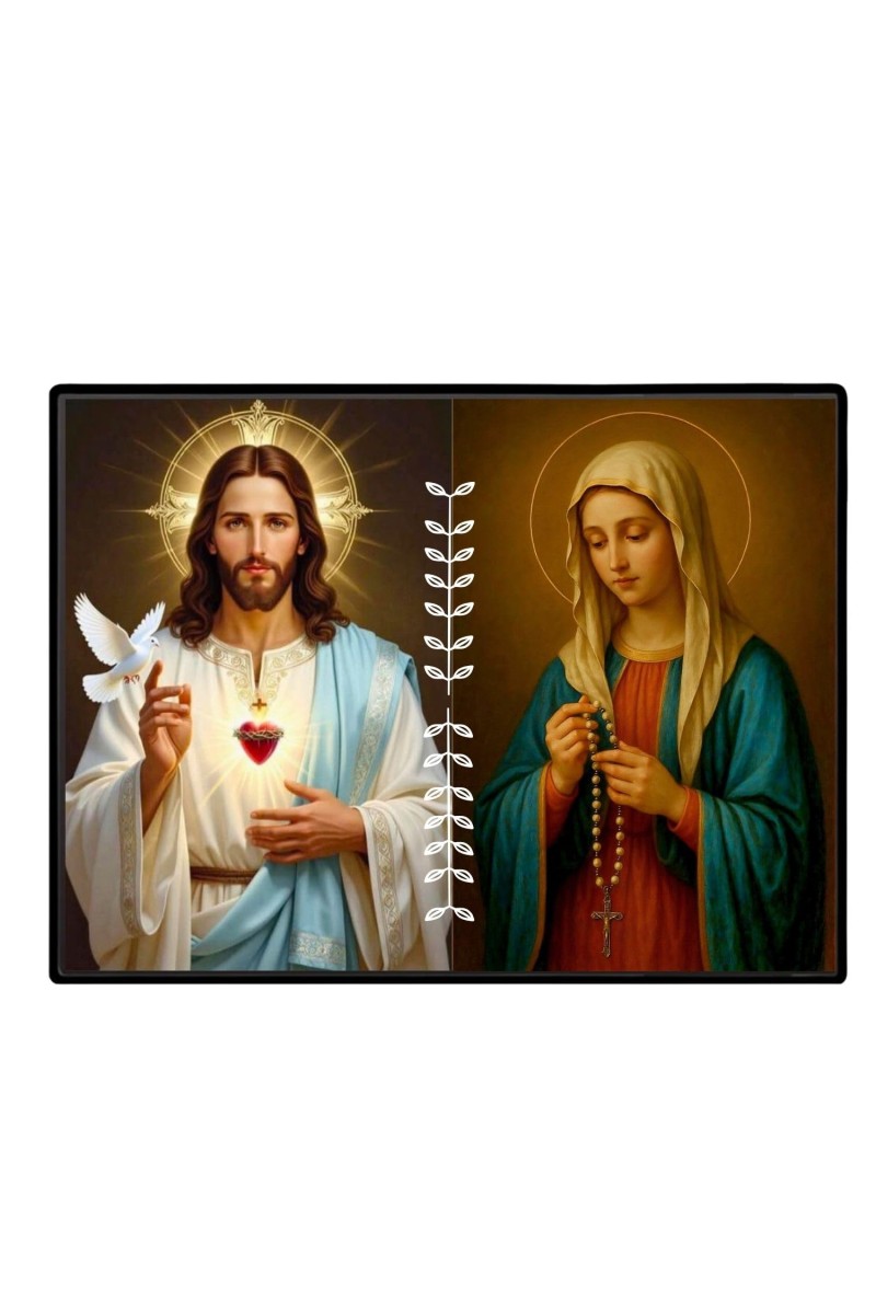 Jesus Virgin Mary Laminated Photo - 13x15 Inches, Divine Blessings For Home & Office And Temple Decoration (F16222)