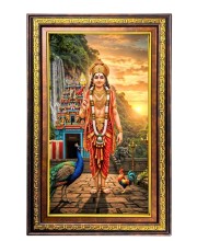Lord Murugan Digital Golden Balck Color Photo Frame | Hindu Religious Wall Decor | 10x16 Inches - Inspirational Wall Art For Office, Home Decor - Ideal Spiritual Gift (F16469)