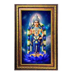 Lord Karthikeya Digital Golden Balck Color Photo Frame | Hindu Religious Wall Decor | 10x16 Inches - Inspirational Wall Art For Office, Home Decor - Ideal Spiritual Gift (F16959)