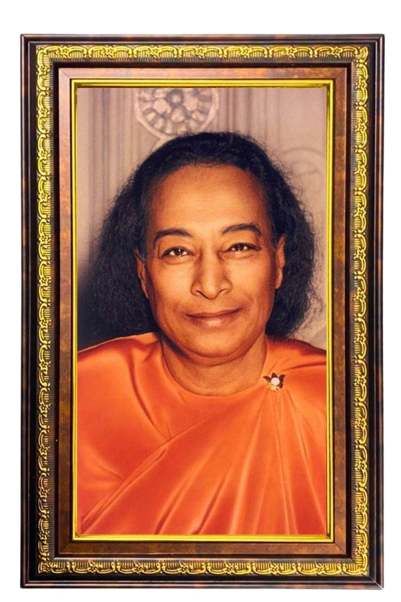 Paramahamsa Yogananda Digital Golden Balck Color Photo Frame | Hindu Religious Wall Decor | 14x20 Inches - Inspirational Wall Art For Office, Home Decor - Ideal Spiritual Gift (F16625)
