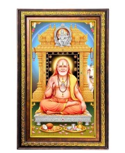 Raghavendra Swami Digital Golden Balck Color Photo Frame | Hindu Religious Wall Decor | 18x24 Inches - Inspirational Wall Art For Office, Home Decor - Ideal Spiritual Gift (F16784)