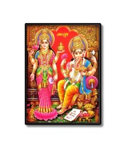 Lakshmi & Ganesh Laminated Photo - 5x7 Inches, Divine Blessings for Home & Office and Temple Decoration