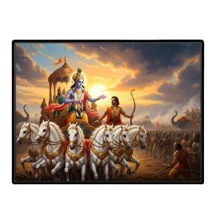 Lord Krishna Laminated Photo - 11x13 Inches, Divine Blessings For Home & Office And Temple Decoration (F16068)