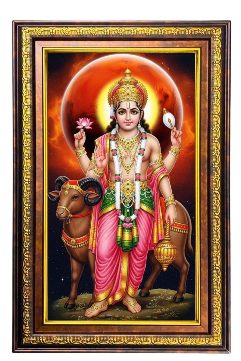 Lord Vishnu Digital Golden Balck Color Photo Frame | Hindu Religious Wall Decor | 10x16 Inches - Inspirational Wall Art For Office, Home Decor - Ideal Spiritual Gift (F16921)