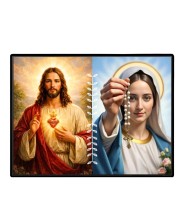 Jesus Christ-Our Lady Of Rosary Laminated Photo - 7x9 Inches, Divine Blessings For Home & Office And Temple Decoration (F16280)