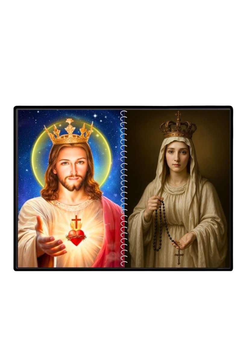 Jesus Christ-Our Lady Of Rosary Laminated Photo - 7x9 Inches, Divine Blessings For Home & Office And Temple Decoration (F16370)