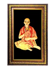 Sri Chaitanya Mahaprabhu Digital Golden Balck Color Photo Frame | Hindu Religious Wall Decor | 16x22 Inches - Inspirational Wall Art For Office, Home Decor - Ideal Spiritual Gift (F16696)