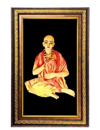 Sri Chaitanya Mahaprabhu Digital Golden Balck Color Photo Frame | Hindu Religious Wall Decor | 16x22 Inches - Inspirational Wall Art For Office, Home Decor - Ideal Spiritual Gift (F16696)