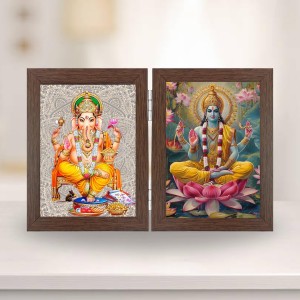 Hitech Sales Shree Ganesh and Lord Vishnu Double Picture Folding Photo Frame for Table, Home, Pooja Room Decor (Brown, 2 Printed Photos, Tabletop) Hitech Sales Shree Ganesh and Lord Vishnu Double Picture Folding Photo Frame for Table, Home, Pooja Room Decor (Brown, 2 Printed Photos, Tabletop)