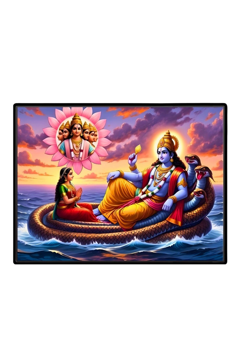 Lord Vishnu Laminated Photo - 7x9 Inches, Divine Blessings For Home & Office And Temple Decoration (F16120)