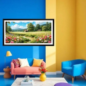 Nature Landscape Floating Frame Scenery Digital Print - (I5740) - 24x36 inch Modern Nature Wall Art for Living Room, Bedroom, Office, Hotels, Drawing Room