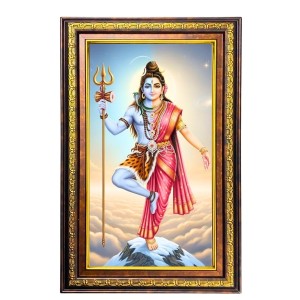 Arthanarishwara Shiva Digital Golden Balck Color Photo Frame | Hindu Religious Wall Decor | 10x16 Inches - Inspirational Wall Art For Office, Home Decor - Ideal Spiritual Gift (F16943)